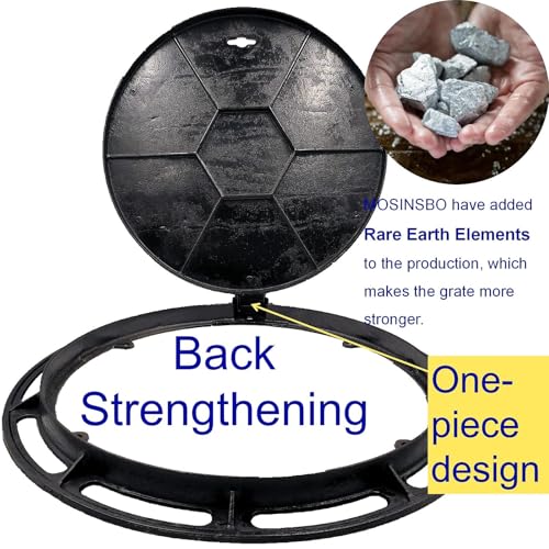 MOSINSBO 20 In Cast Iron Manhole Cover and Frame for 18" Corrugated Pipe, B Class 28100 lbs Heavy-Duty Driveway Septic Tank Lid with Base, Round Black Anti-Slip Inspection Well Cover (True 19.7" ID) - Image 4