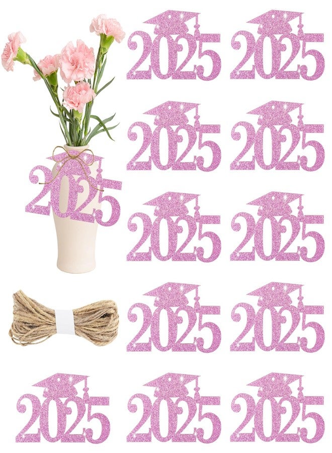 Eshwb 2025 Graduation Party Decorations Cutouts Tags, 24pack Pink Graduation Cap Decorations Class Of 2025 Decorations Confetti Glitter Grad Party 2025 Tags For Table Congrats Grad Decor - Image 1