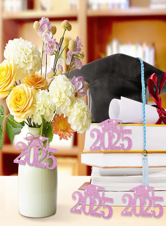Eshwb 2025 Graduation Party Decorations Cutouts Tags, 24pack Pink Graduation Cap Decorations Class Of 2025 Decorations Confetti Glitter Grad Party 2025 Tags For Table Congrats Grad Decor - Image 4