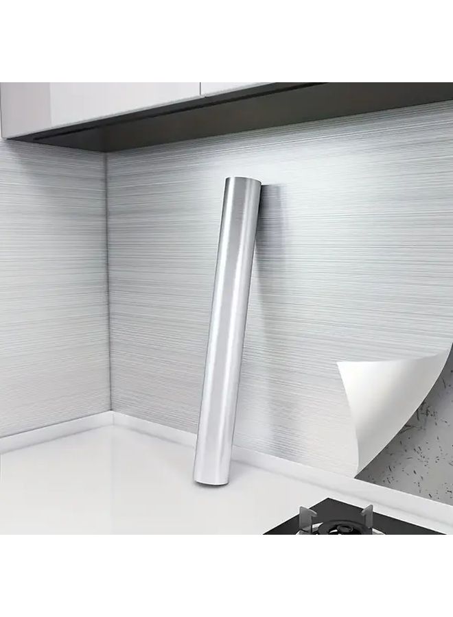 Extra Thick Waterproof Stainless Steel Wallpaper Silver Metal Film 393.7 Inch Long For Kitchen Backsplash - Image 3