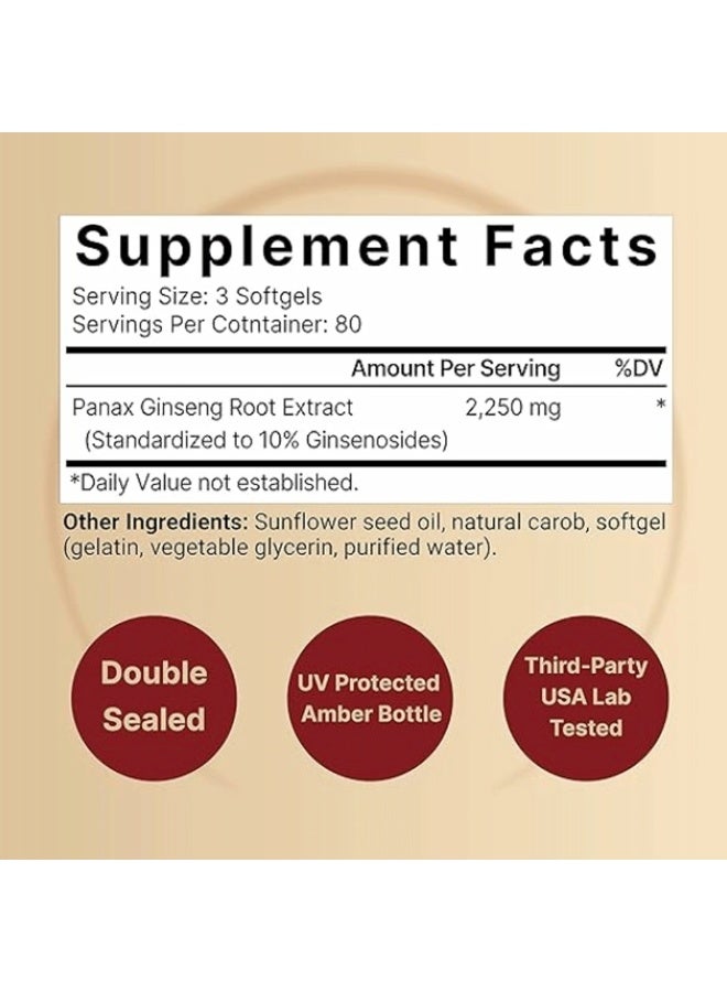 نايتشر بيل NatureBell Korean Red Ginseng 2,250 mg Per Serving – 240 Softgels - Image 3