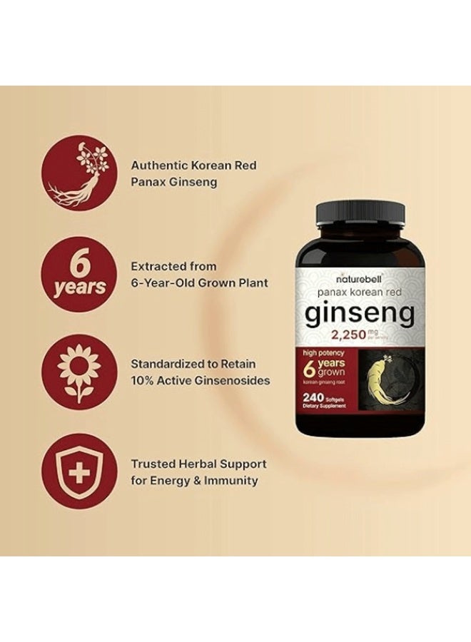 نايتشر بيل NatureBell Korean Red Ginseng 2,250 mg Per Serving – 240 Softgels - Image 5