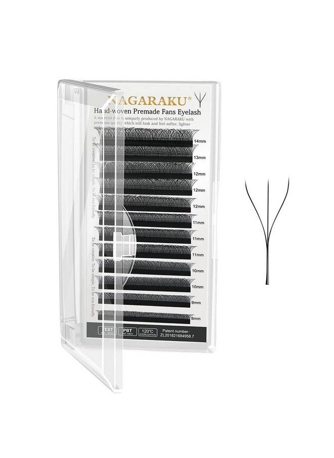 NAGARAKU - W Eyelash Extension 3D Volume Premade Fan 0.07Mm D Curl 814Mm Mix Faux Mink Matte Black Cluster Easy Fanning Yy Eye Lashes - Image 1