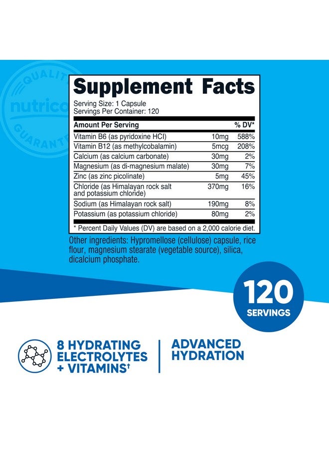 نيوتريكوست إلكتروليت كومبلكس للترطيب المتقدم (120 كبسولة) - 8 إلكتروليتات مرطبة وفيتامينات، خالٍ من الغلوتين، غير معدل وراثيًا، نباتي - Image 1