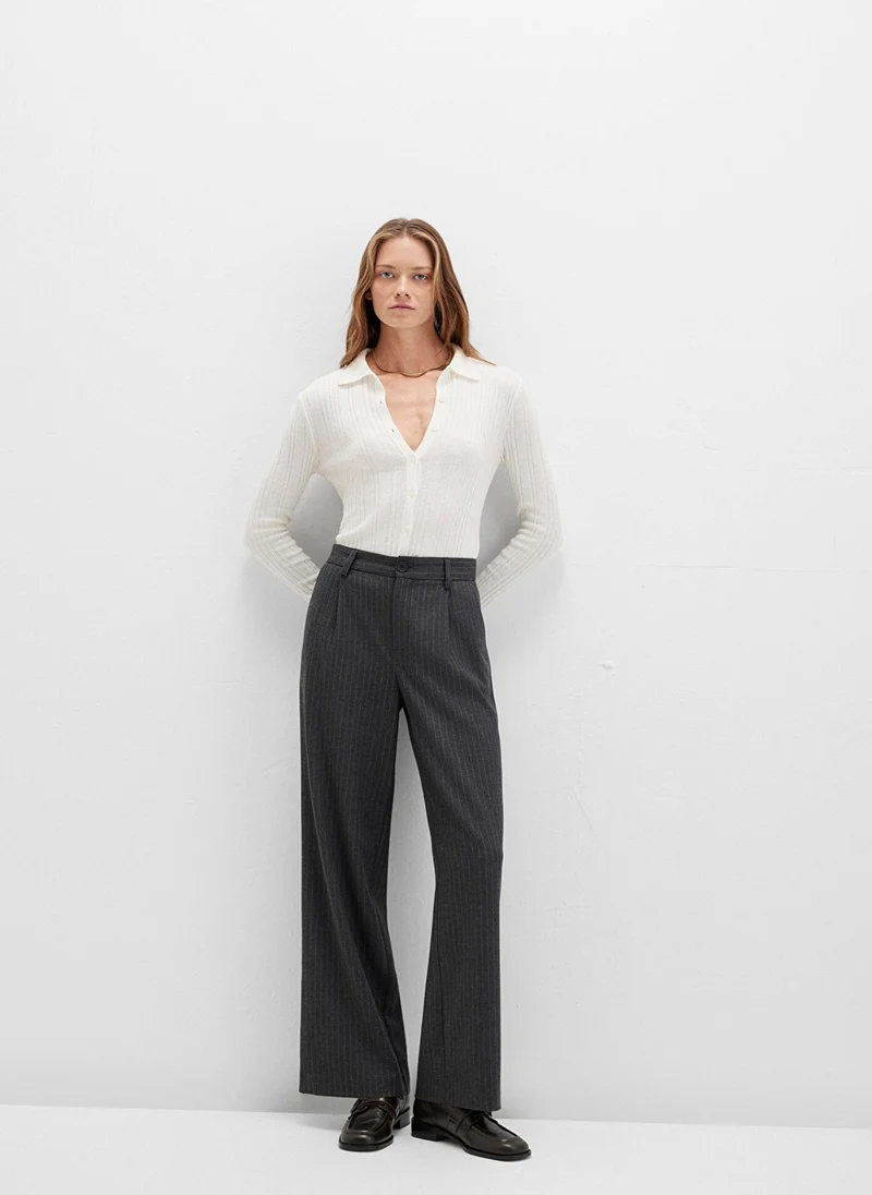 MAVI Grey Striped Trousers