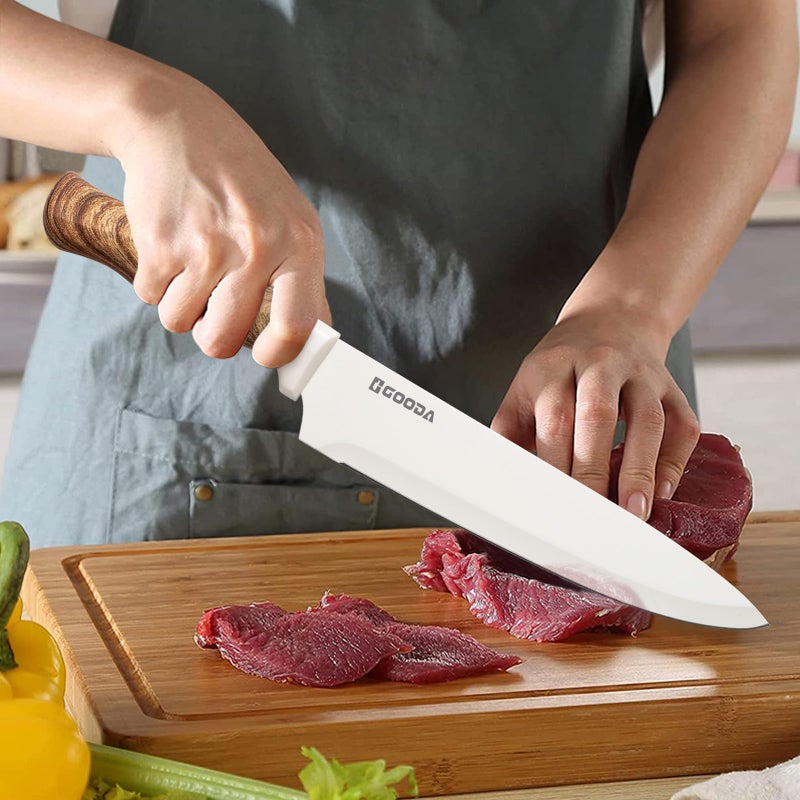 GOODA Knife Set,GOODA 9 Piece Kitchen Knife Set with Block and Sharpener, Anti-Rust Stainless Steel Cooking Knives Set for Kitchen, Chef Knife Block Set - Image 4