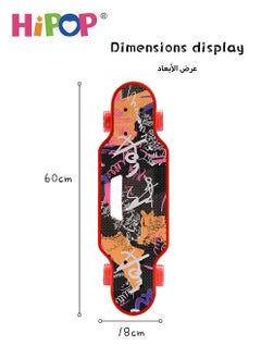 HIPOP Unisex Skateboards for Beginners,Complete Skateboard 60*18cm with PU Wheel,Tricks Skateboards for Kids and Beginners Sports Outdoor Recreation  - Image 3