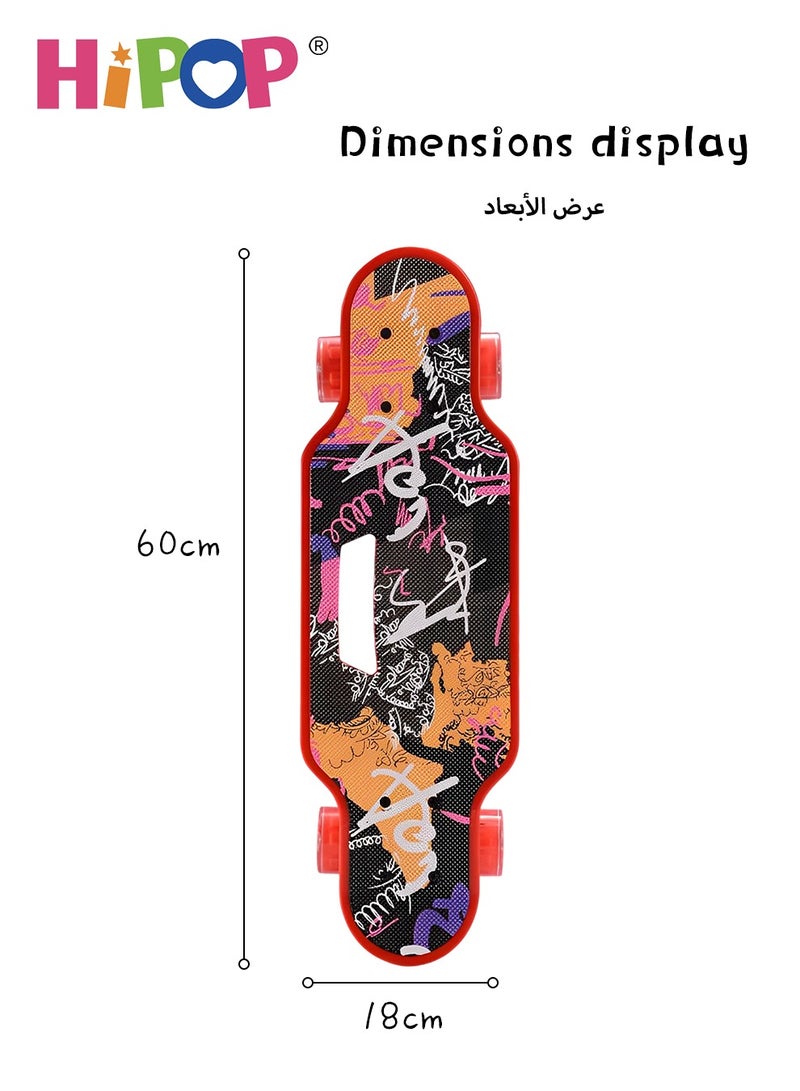 هيبوب لوح تزلج للمبتدئين، لوح تزلج كامل 60*18 سم مع عجلات من البولي يوريثان، لوح تزلج للأطفال والمبتدئين للرياضة والترفيه في الهواء الطلق - Image 3