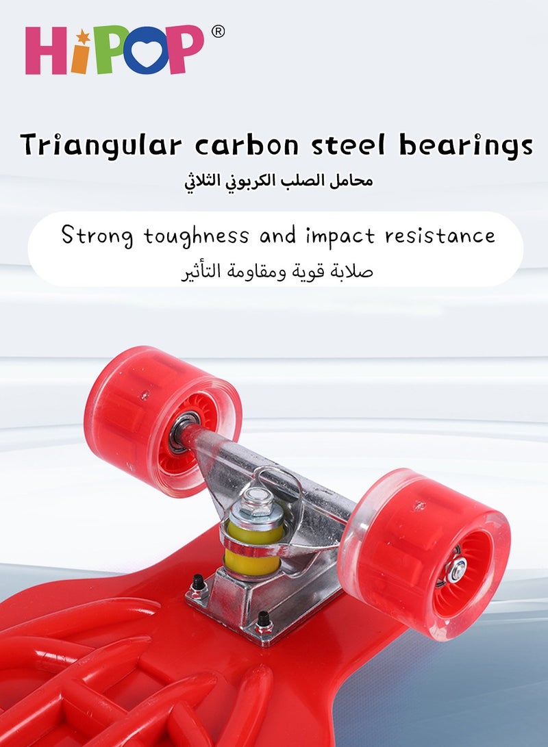 هيبوب لوح تزلج للمبتدئين، لوح تزلج كامل 60*18 سم مع عجلات من البولي يوريثان، لوح تزلج للأطفال والمبتدئين للرياضة والترفيه في الهواء الطلق - Image 4