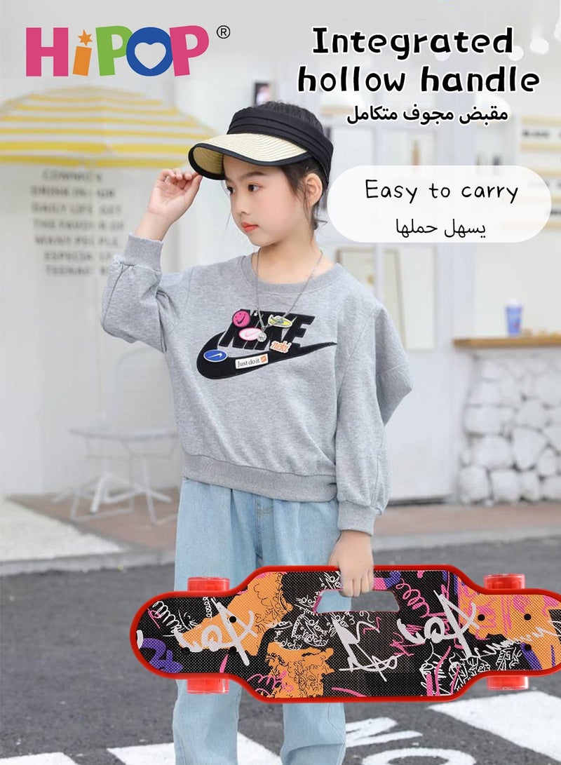 هيبوب لوح تزلج للمبتدئين، لوح تزلج كامل 60*18 سم مع عجلات من البولي يوريثان، لوح تزلج للأطفال والمبتدئين للرياضة والترفيه في الهواء الطلق - Image 2