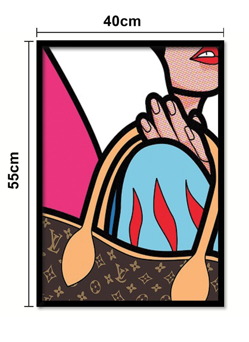 Spoil Your Wall ملصقات جدارية مع سنو وايت تحمل حقيبة LV فن البوب وإطار أسود - فنون الجدران ديكور المنزل إطارات الصور - 40x55 سم من Spoil Your Wall - Image 3