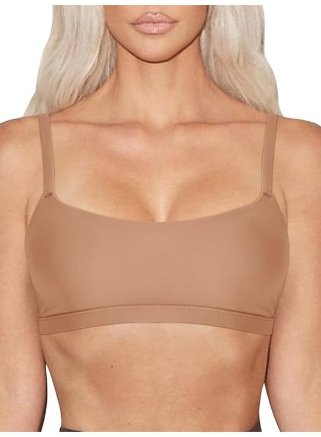 ChicAbode Women's Ultra Soft Seamless Wireless Bralette, Scoop Neck, No Underwire, No Padding, Comfortable Smoothing Everyday Bra(L)