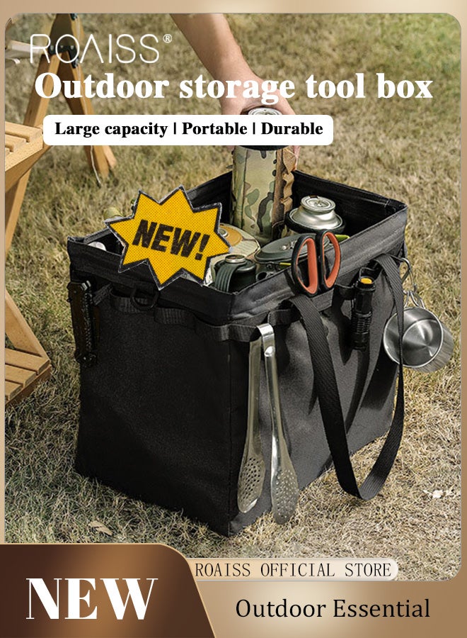 رويس صندوق تخزين الأدوات الخارجية حقيبة تخزين للتخييم بسعة كبيرة، حقيبة محمولة متعددة الوظائف للنزهات ومنظم التخييم للطهي في الهواء الطلق - Image 1