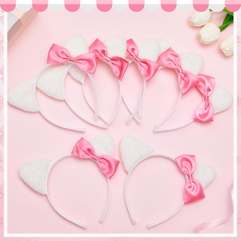 Cat Ears Headband 12-Pack: 5.5 X 5 Inches Soft Felt & Durable Plastic - Cute Bow Design Cat Ears Hair Accessory for Women, Cosplay, Birthday Parties, Spa & Photo Shoots - Image 3