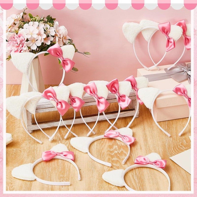Cat Ears Headband 12-Pack: 5.5 X 5 Inches Soft Felt & Durable Plastic - Cute Bow Design Cat Ears Hair Accessory for Women, Cosplay, Birthday Parties, Spa & Photo Shoots - Image 5