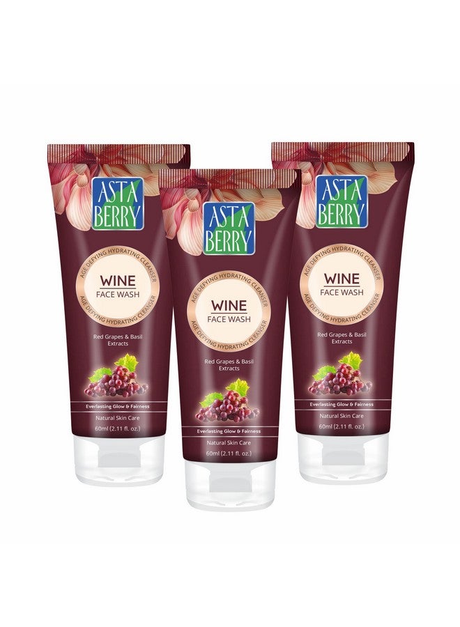 Astaberry Wine Face Wash for delay aging- Improves Skin Moisturisation & Elasticity Reduces Fine Lines | Replenishes Depleted Moisture- (Pack of 3 (60ml X 3) - Image 1