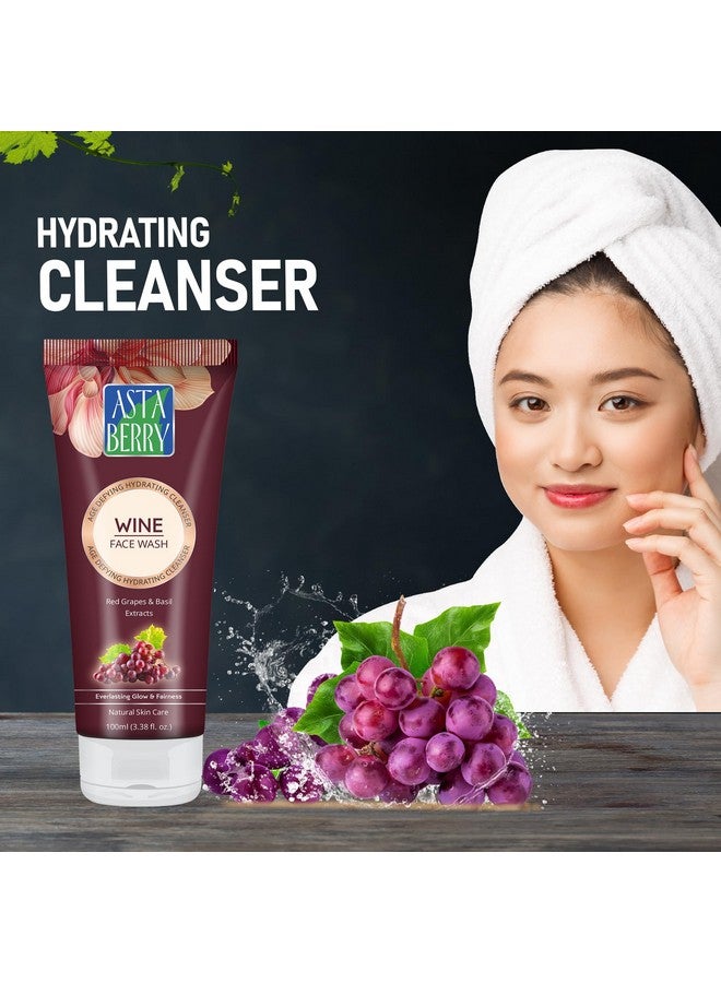 Astaberry Wine Face Wash for delay aging- Improves Skin Moisturisation & Elasticity Reduces Fine Lines | Replenishes Depleted Moisture- (Pack of 3 (60ml X 3) - Image 2