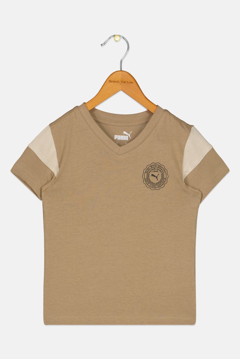 PUMA Kids Boy Short Sleeve Outdoor T-Shirt, Khaki - Image 1