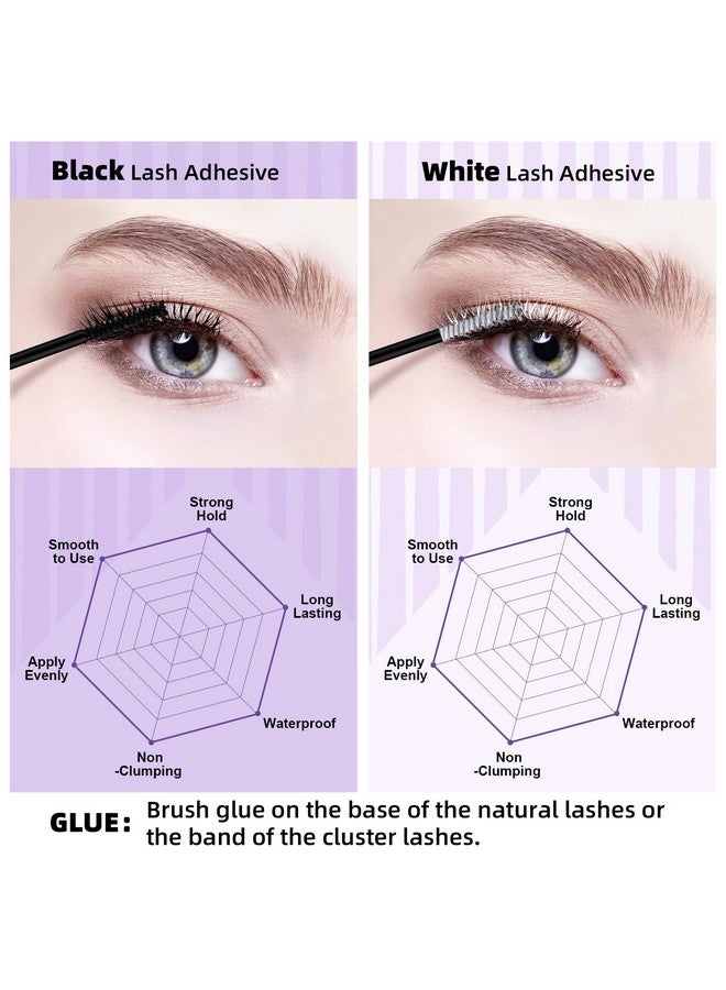Lash Cluster Glue 10 Ml Lash Bond White Long Retention Eyelash Glue For Personal Diy Eyelash Extension Waterproof Lash Bond Glue Mild High Adhesive Lash Glue For Beginners (Black,10Ml)