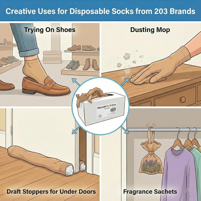 203 Brands New Disposable Try On Socks - Beige Tan Footies - Image 3