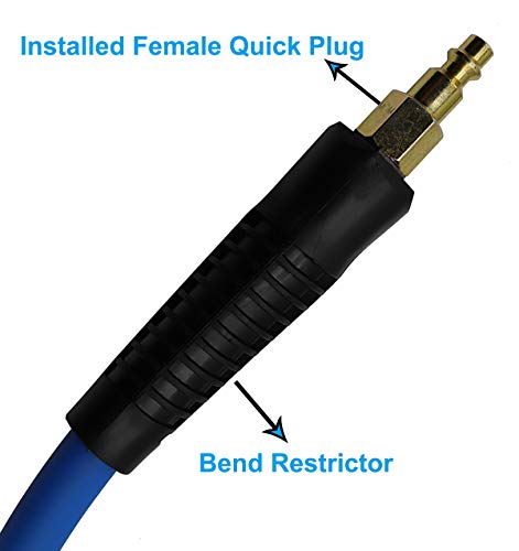 YOTOO Hybrid Lead-In Air Hose, 1/4"x10' Air Compressor Hose, 300 PSI, Heavy Duty, Lightweight, Kink Resistant, All-Weather Flexibility with 1/4-Inch Industrial Air Fittings and Bend Restrictors, Blue - Image 4