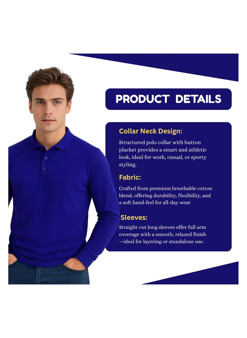 برينت شوب فور مي تي شيرت بولو رجالي أساسي بأكمام طويلة | قميص بولو مريح وأنيق - Image 3