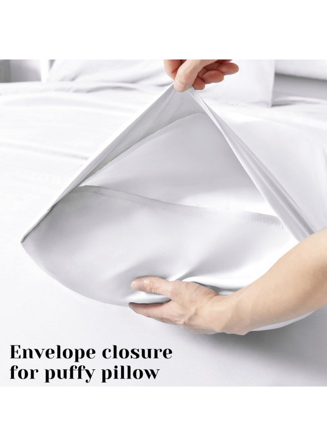 BYSURE Hotel Luxury Bed Sheets Set 6 Piece(California King, White) - Super Soft 1800 Thread Count 100% Microfiber Sheets with Deep Pockets, Wrinkle & Fade Resistant - Image 4