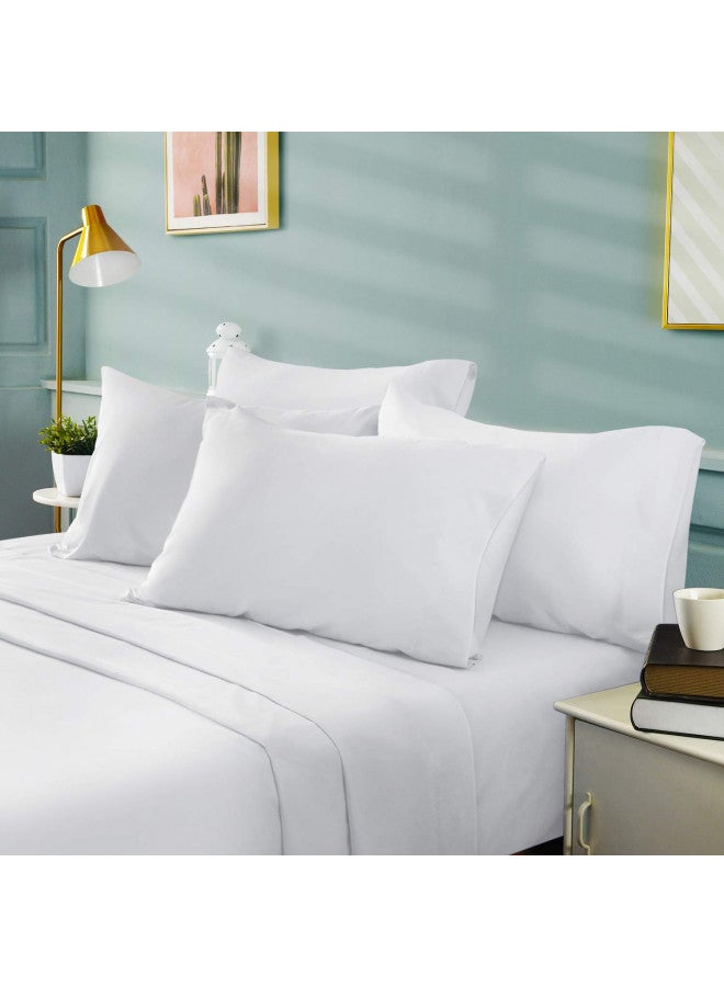BYSURE Hotel Luxury Bed Sheets Set 6 Piece(California King, White) - Super Soft 1800 Thread Count 100% Microfiber Sheets with Deep Pockets, Wrinkle & Fade Resistant - Image 1