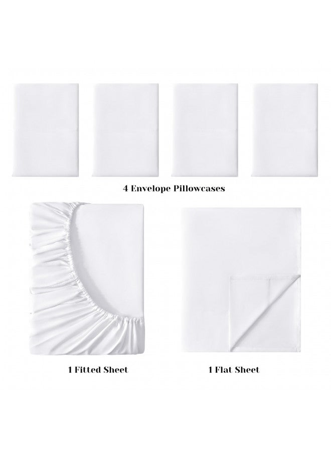 BYSURE Hotel Luxury Bed Sheets Set 6 Piece(California King, White) - Super Soft 1800 Thread Count 100% Microfiber Sheets with Deep Pockets, Wrinkle & Fade Resistant - Image 2