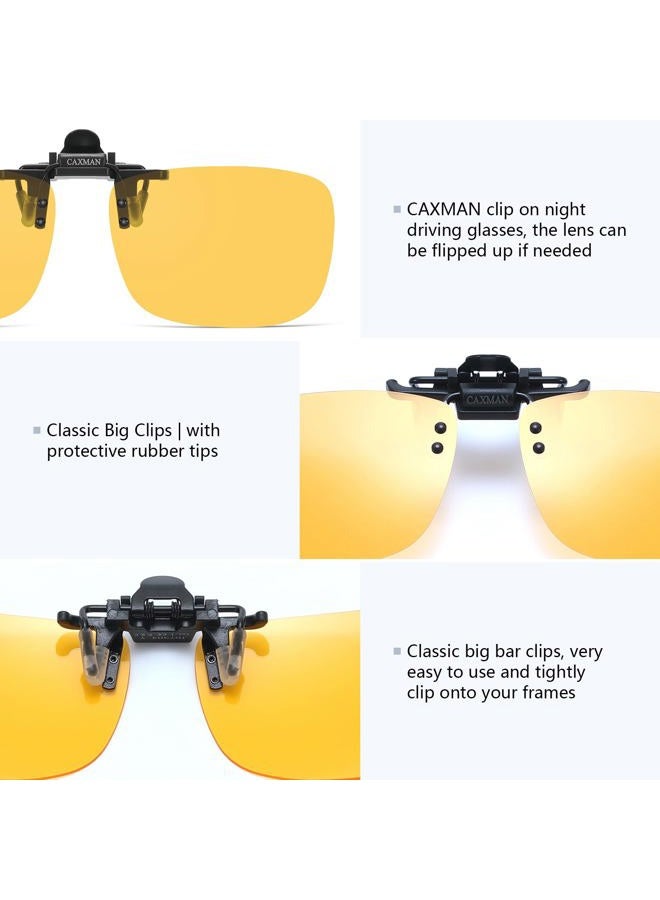 CAXMAN JESSIEDANTON HD Night Vision Polarized Clip-on Flip Up Metal Clip Rimless Sunglasses, Lightweight, XL Size, Yellow Lens - Image 3