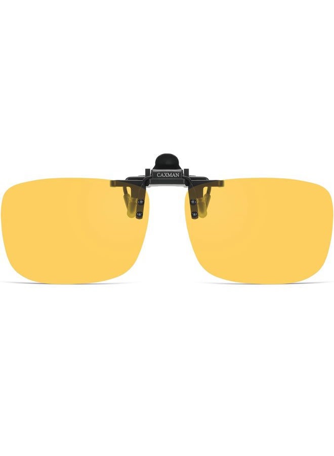 CAXMAN JESSIEDANTON HD Night Vision Polarized Clip-on Flip Up Metal Clip Rimless Sunglasses, Lightweight, XL Size, Yellow Lens - Image 1