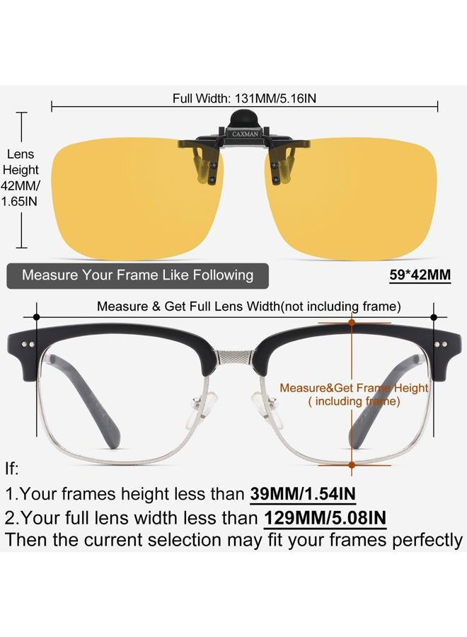 CAXMAN JESSIEDANTON HD Night Vision Polarized Clip-on Flip Up Metal Clip Rimless Sunglasses, Lightweight, XL Size, Yellow Lens - Image 4