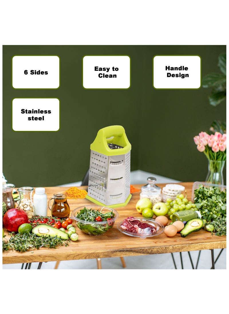 Sweet Home - Sweet Home Six-Sided Grater Potato Grater 6-in-1 Stainless Steel Vegetable Grater Perfect Grater for Vegetables, Ginger, Parmesan Cheese - Dishwasher Safe Versatile Cheese Grater with Handle - Image 1