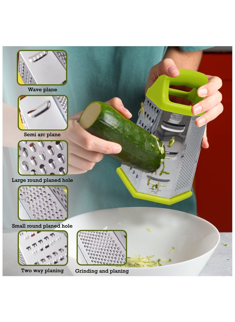 Sweet Home - Sweet Home Six-Sided Grater Potato Grater 6-in-1 Stainless Steel Vegetable Grater Perfect Grater for Vegetables, Ginger, Parmesan Cheese - Dishwasher Safe Versatile Cheese Grater with Handle - Image 1
