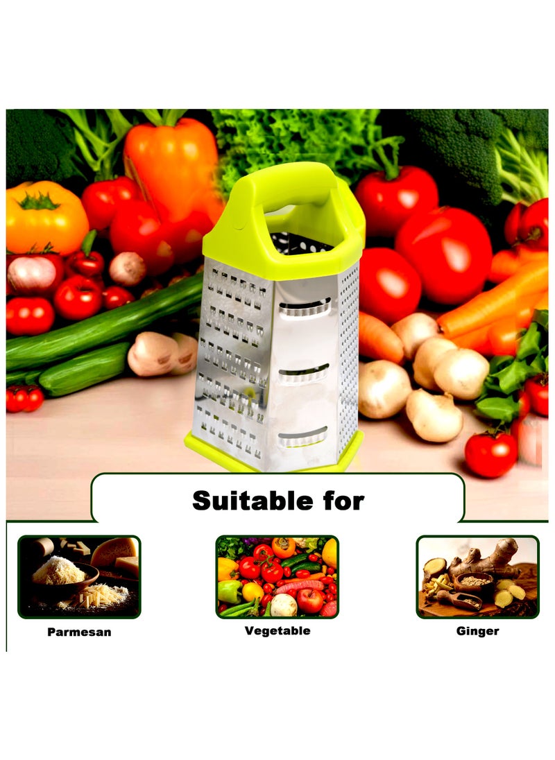 Sweet Home - Sweet Home Six-Sided Grater Potato Grater 6-in-1 Stainless Steel Vegetable Grater Perfect Grater for Vegetables, Ginger, Parmesan Cheese - Dishwasher Safe Versatile Cheese Grater with Handle - Image 1
