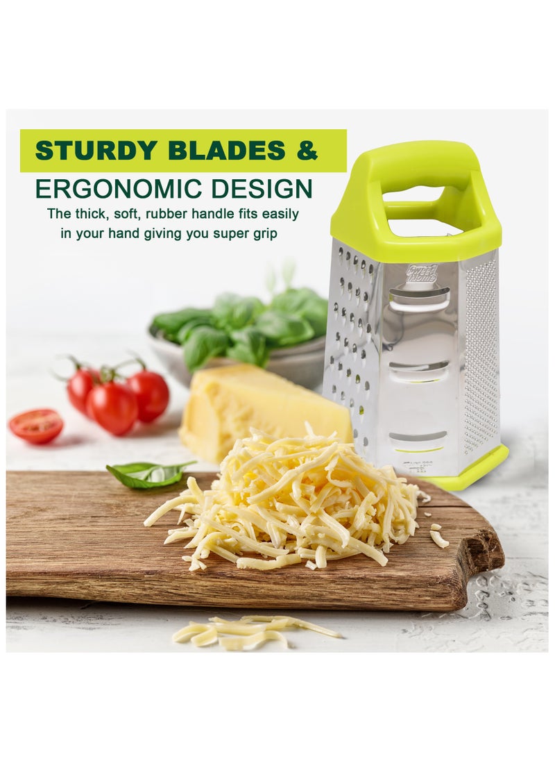 Sweet Home - Sweet Home Six-Sided Grater Potato Grater 6-in-1 Stainless Steel Vegetable Grater Perfect Grater for Vegetables, Ginger, Parmesan Cheese - Dishwasher Safe Versatile Cheese Grater with Handle - Image 1