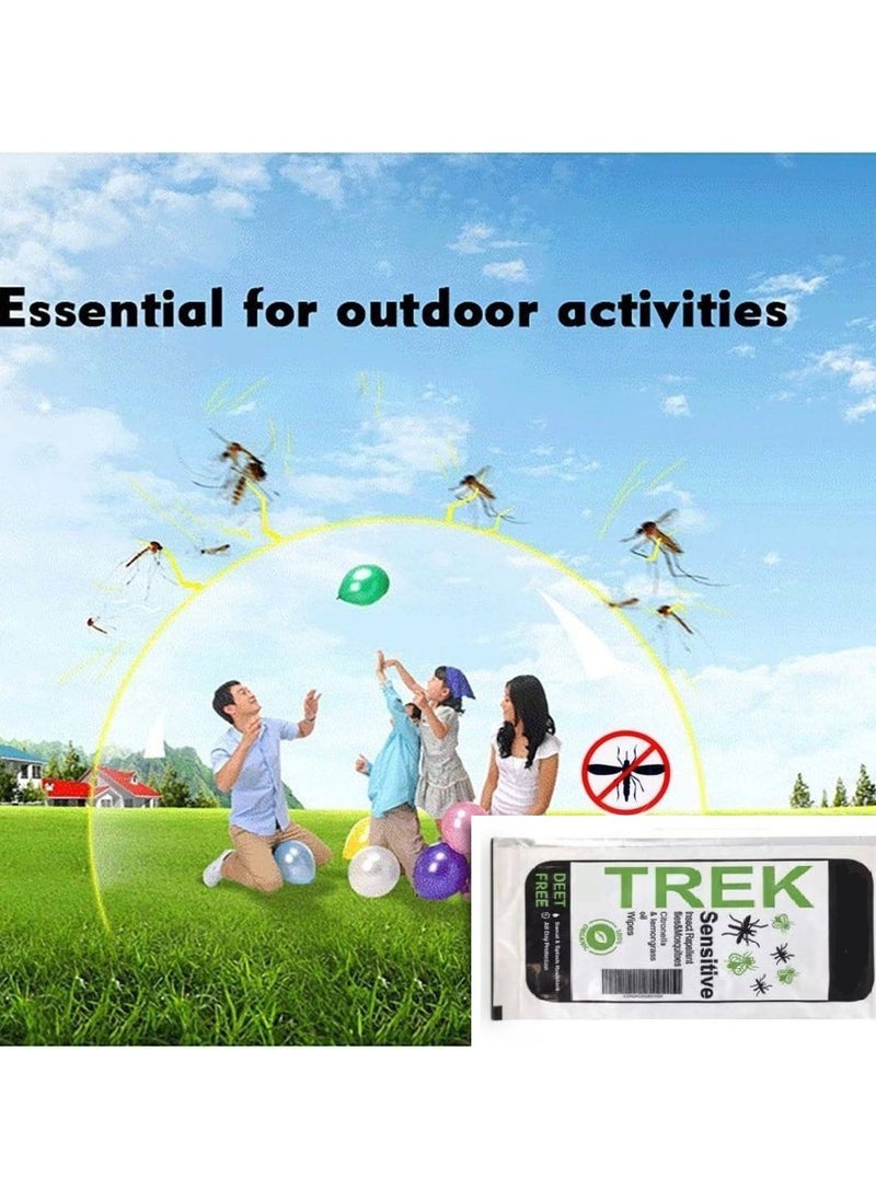 Insect and mosquito repellent wet wipes, wipes with natural ingredients, lemon grass and citronella oil for home, travel and camping, safe and healthy, 50 wipes