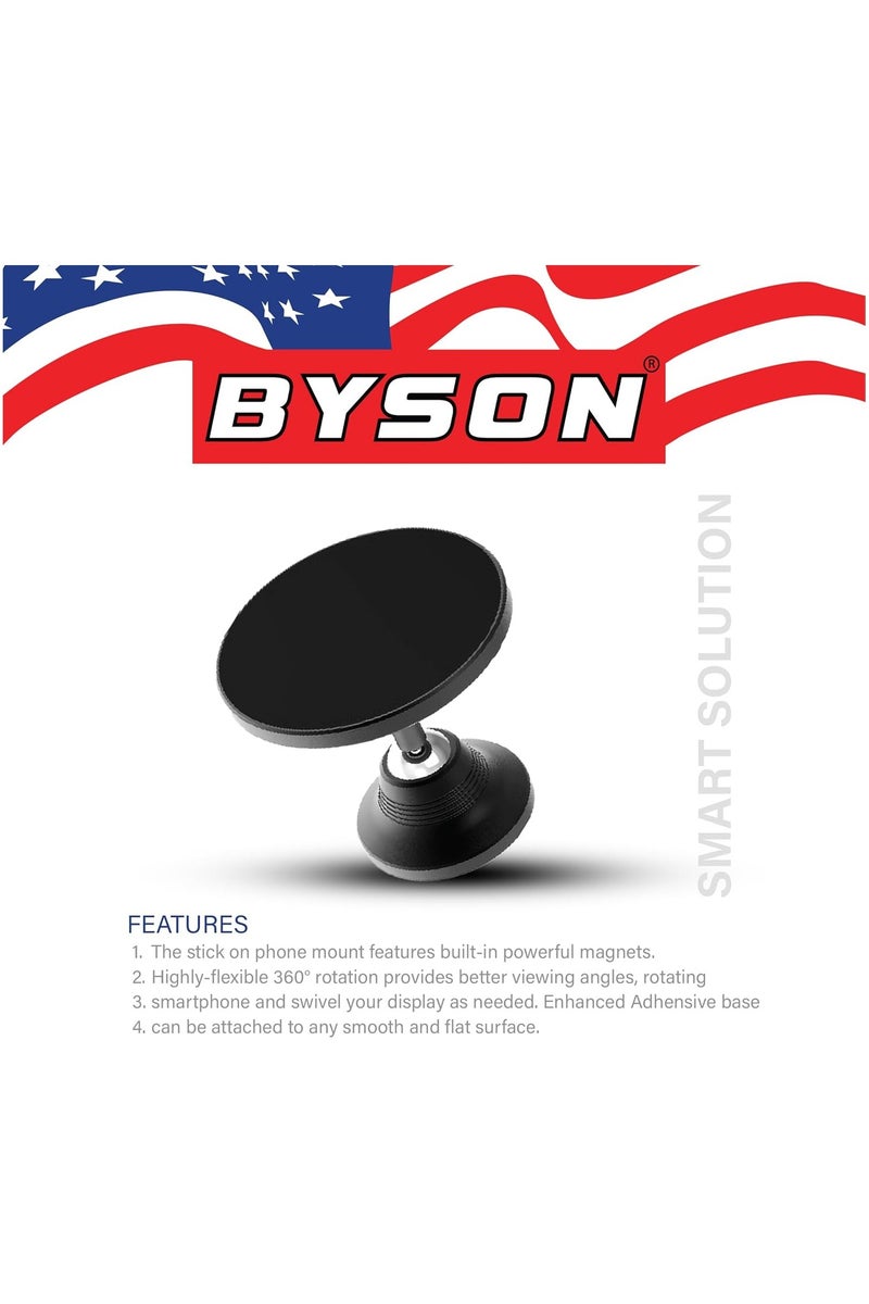 BYSON حامل سيارة بمغناطيس مزدوج - دوران 360 درجة مع قبضة مغناطيسية قوية مع عرض قابل للتعديل، حامل عالمي للوحة القيادة أو فتحة التهوية لقيادة آمنة ومريحة - Image 2