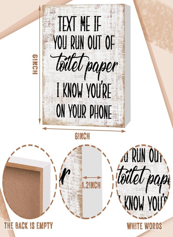 جيتك لوحة خشبية لتزيين حمام ريفي من قطعتين من Jetec، لوحة جدارية مرحة للحمام، لوحة خشبية ريفية للحمام، من فضلك اجلس بنفسك، ديكور حمام منزلي (أصفر) - Image 3