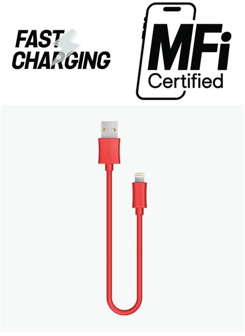 Cygnett Lightning Charge and Sync Cable - 1.2M,4ft Braided - Red