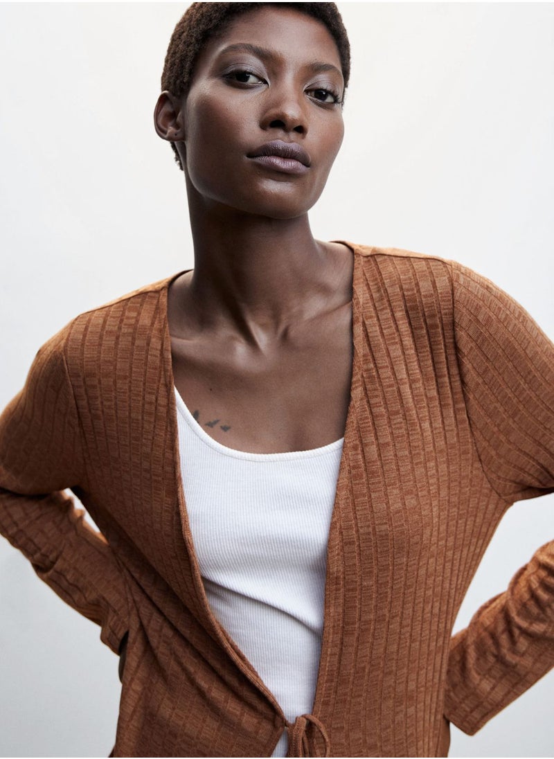 MANGO - Tie Detail Knitted Cardigan - Image 1