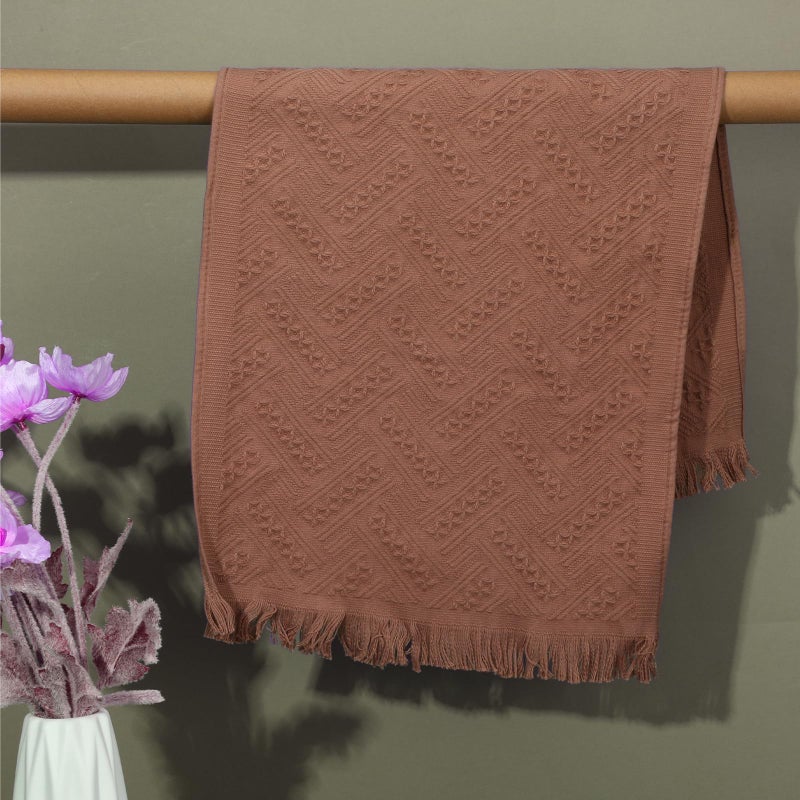 XLIUAX 2 Pcs Boho Bathroom Hand Towel, 13 x 30 Inch Turkish Cotton Decorative Face Towel Soft Hand Towels for Farmhouse Boho Bathroom Decor Kitchen Hotel Spa(Brown) - Image 3