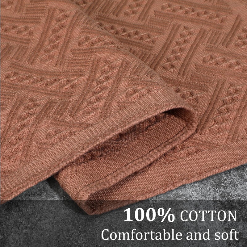 XLIUAX 2 Pcs Boho Bathroom Hand Towel, 13 x 30 Inch Turkish Cotton Decorative Face Towel Soft Hand Towels for Farmhouse Boho Bathroom Decor Kitchen Hotel Spa(Brown) - Image 2