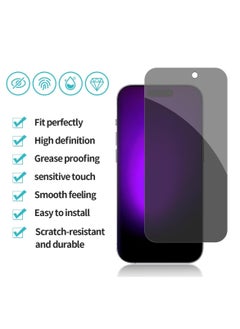 DIGI CORE iPhone Tempered Glass 3 Pack Privacy Screen Protector Set For iPhone 14 6.1 Inch Anti-Spy Tempered-Glass, Scratch Resistant iPhone Glass Full-Coverage Glass (Privacy, iPhone 14)  - Image 2