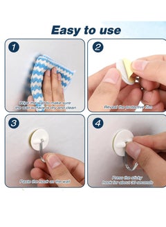 Excefore Round Plastic Hooks, 24 Pcs Small Self Stick Hooks, for Hanging Wall Hooks White Self Adhesive Hooks, Seamless Self Sticky Hook, Waterproof Oil Proof Stainless Hooks, for Kitchen Bathroom Office  - Image 3