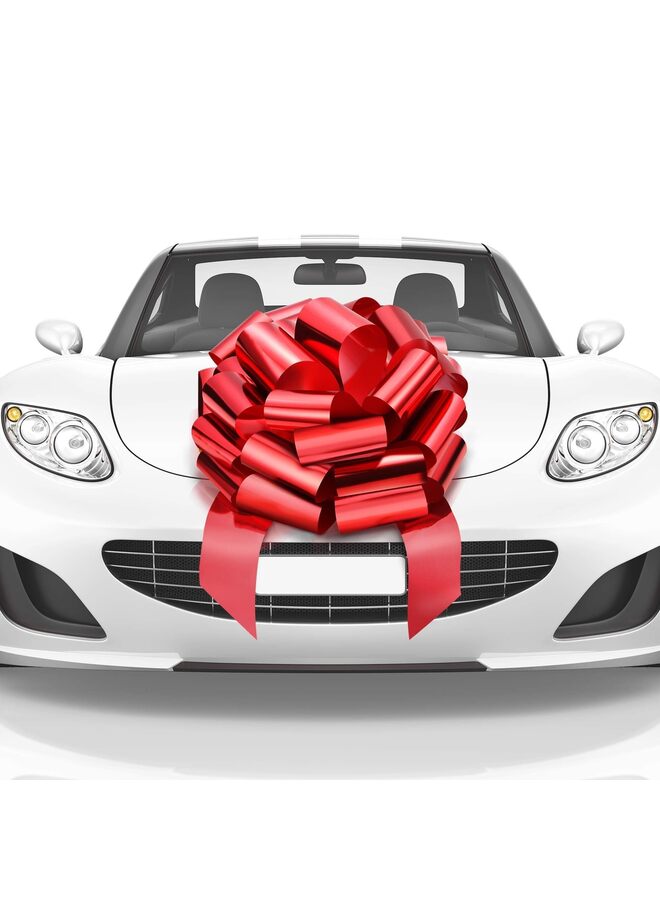 فيونكات كبيرة قابلة للسحب، فيونكات هدايا، فيونكة عملاقة للسيارة، فيونكة عيد ميلاد، فيونكة للهدايا، باقات زهور، تنسيقات زهور، زينة حفلات الزفاف وأعياد الميلاد (أحمر) - Image 1