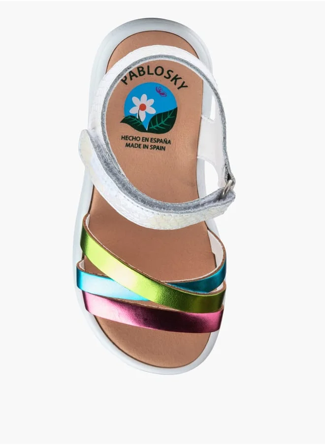 Pablosky Girls' Strappy Sandals with Hook and Loop Closure