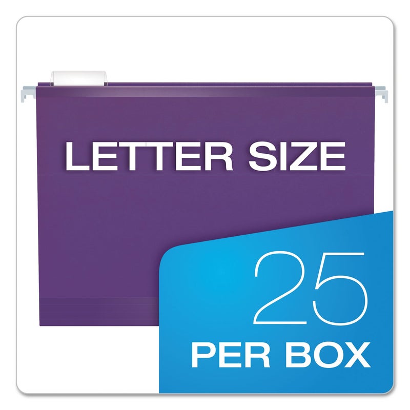 Pendaflex Reinforced Hanging File Folders, Letter Size, 1/5 Cut, Assorted Jewel-Tone Colors, 25/BX (4152 1/5 ASST2) - Image 5