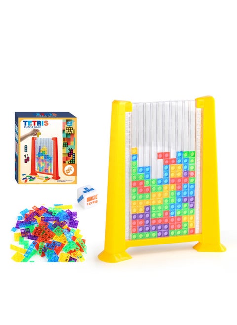 Educational Tetris Block Variety Block Puzzle Tabletop Game Intelligence Clearance Toy (2143 Tetris Puzzle Yellow Color Box)
