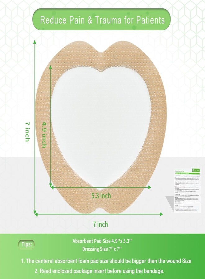 NEUHEILS Sacrum Silicone Foam Dressing with Gentle Border for Sacral Ulcer, Pressure Ulcer, Butt Bed Sore, Size 7''x7'' (4.9''x5.3'' Pad), 5 Pack, High Absorbency Silicone Adhesive Wound Bandage by NeuHeils - Image 4